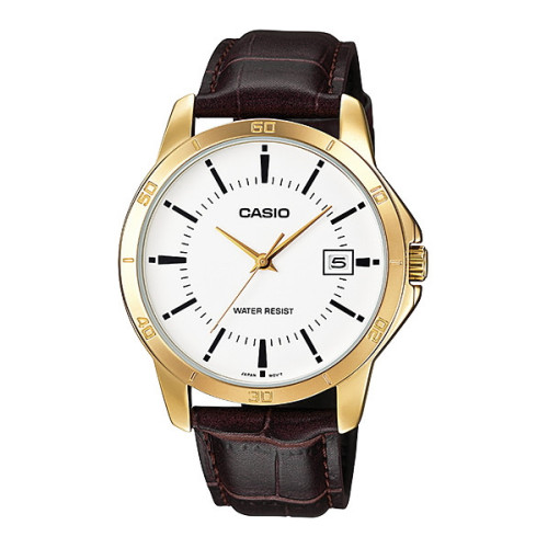 Reloj Caballero Casio dorado con correa de piel MTP-V004GL-7A