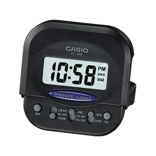 Despertador pequeño Digital para Viaje cuadrado color negro CASIO PQ-30B-1EF